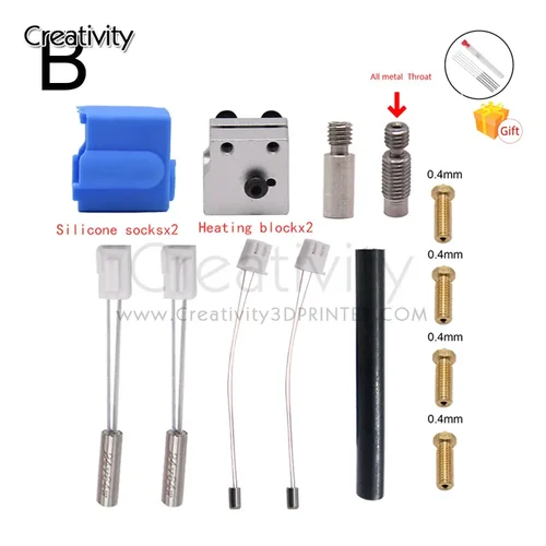 Imagen 2 del producto Hotend Kit de termistor NTC100K, boquilla de volcán de garganta de bloque de calor para artillería Sidewinder X1/X2 Genius, piezas de impresora 3D