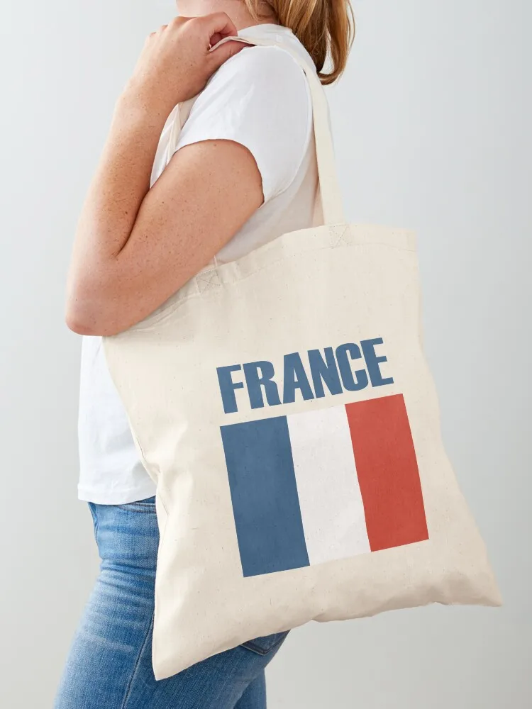 

France Travel - French Flag Tote Bag Women's shopping bag tote bag screen Women's beach bags tote men