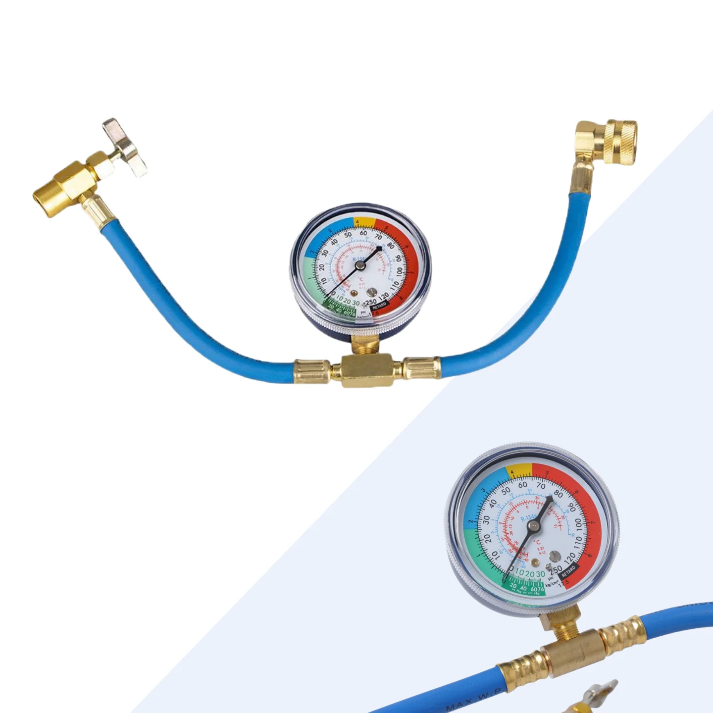 Refrigerant Charging Hose R134A with Gauge Automotive AC Refill Kit Compatible Gas Pressure Measuring Tool for Car Air Repair