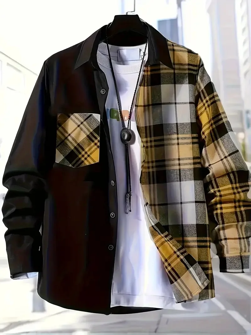 Spring and Autumn Men's Casual Shirt New Comfortable, High Quality, Fashionable, Trendy Color Collar Loose Long Sleeve