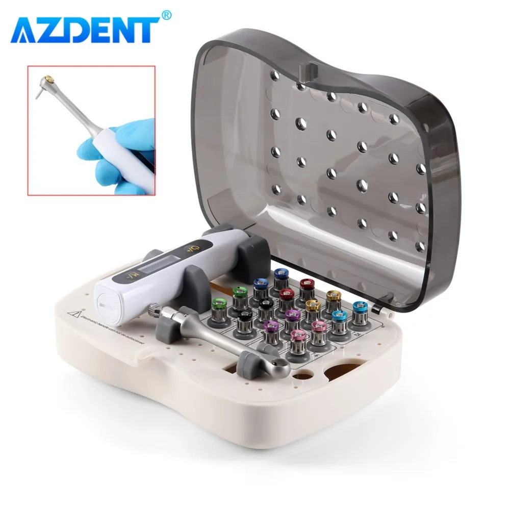 Dental Implant Torque Screw Driver Wrench AZDENT Colorful Electronic Torque Universal Tools 16pcs Drivers Kit Box Autoclavable