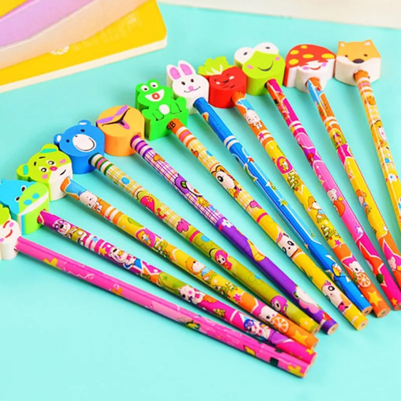 20pcs Cute Cartoon with Eraser Pencil Kids Birthday Party Favor Carnival Gifts Classrooms Rewards Goodie Filler School Supplies