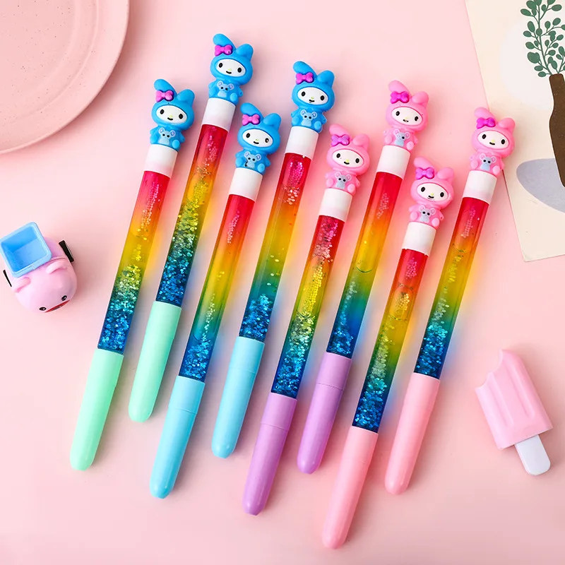 24pcs/lot Sanrio Creative Melody Oil Gel Pen Cute 0.5mm Black Ink Signature Pens Promotional Gift Office School Supplies