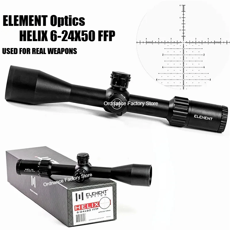 ELEMENT Optics HELIX 6-24X50 FFP First Focal Plane Riflescope w/ Zerostop 30mm Tube APR-2D MRAD Reticle Rifle Scope Sight