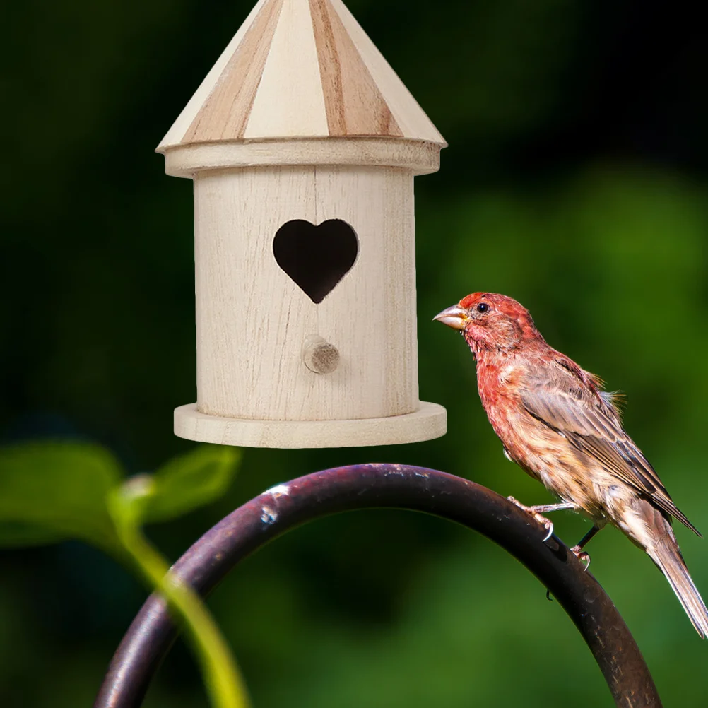 

Wooden Nesting Box, Natural Wood Bird For Outdoor Garden Decor, Windproof Bird Feeder For Parrots Budgies, Small Birds