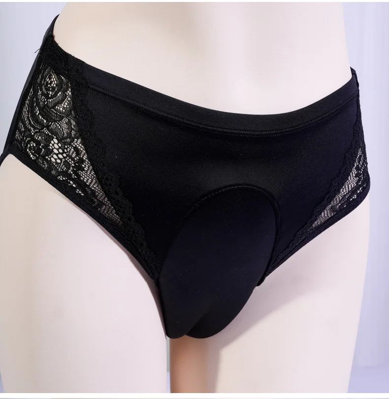 Pria Seksi Pakaian Dalam Sissy Erotis Renda Tonjolan Kantong Celana Dalam Menyembunyikan Gaff Tukar Pakaian Transgender Celana Mid-Rise Tipis Celana Boxer