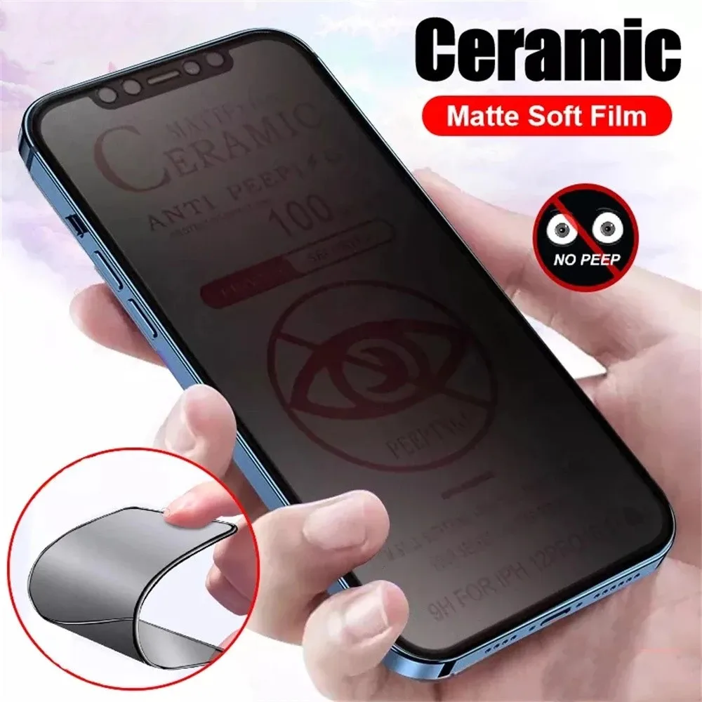 

50pcs Privacy Ceramic Anti Spy Film HD Matte Screen Protector For iPhone 15 14 13 12 11 Pro Max XS XR X 8 7 6 Plus