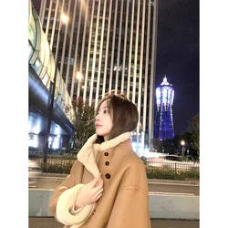 Women Winter 2023 New Loose Plush Thick Warm Long Sleeve Overcoat Suede Jacket Tide Fashion Wool Coats