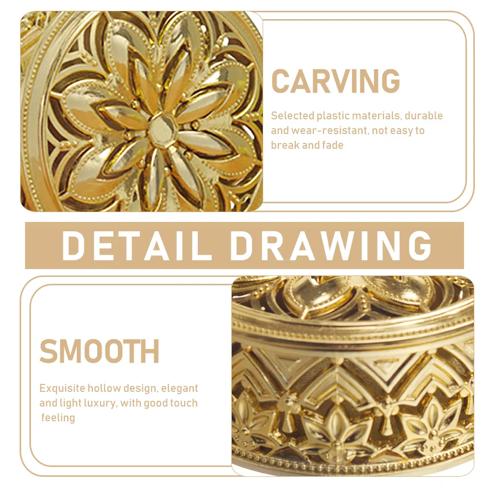 

6pcs Hollow Storage Box Golden Plastic Candy Box For Wedding Snack Jewelry Aromatherapy Gift Packing Case Decorative Present