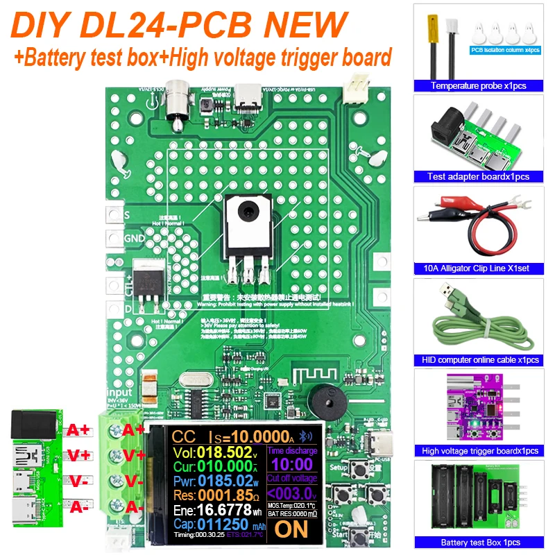 DIY 1000 W 25 A 4-Draht DC Elektronische Last Kit Lithium 18650 Batterie Kapazität Analysator Tester mit Entladung Monitor PCB Board