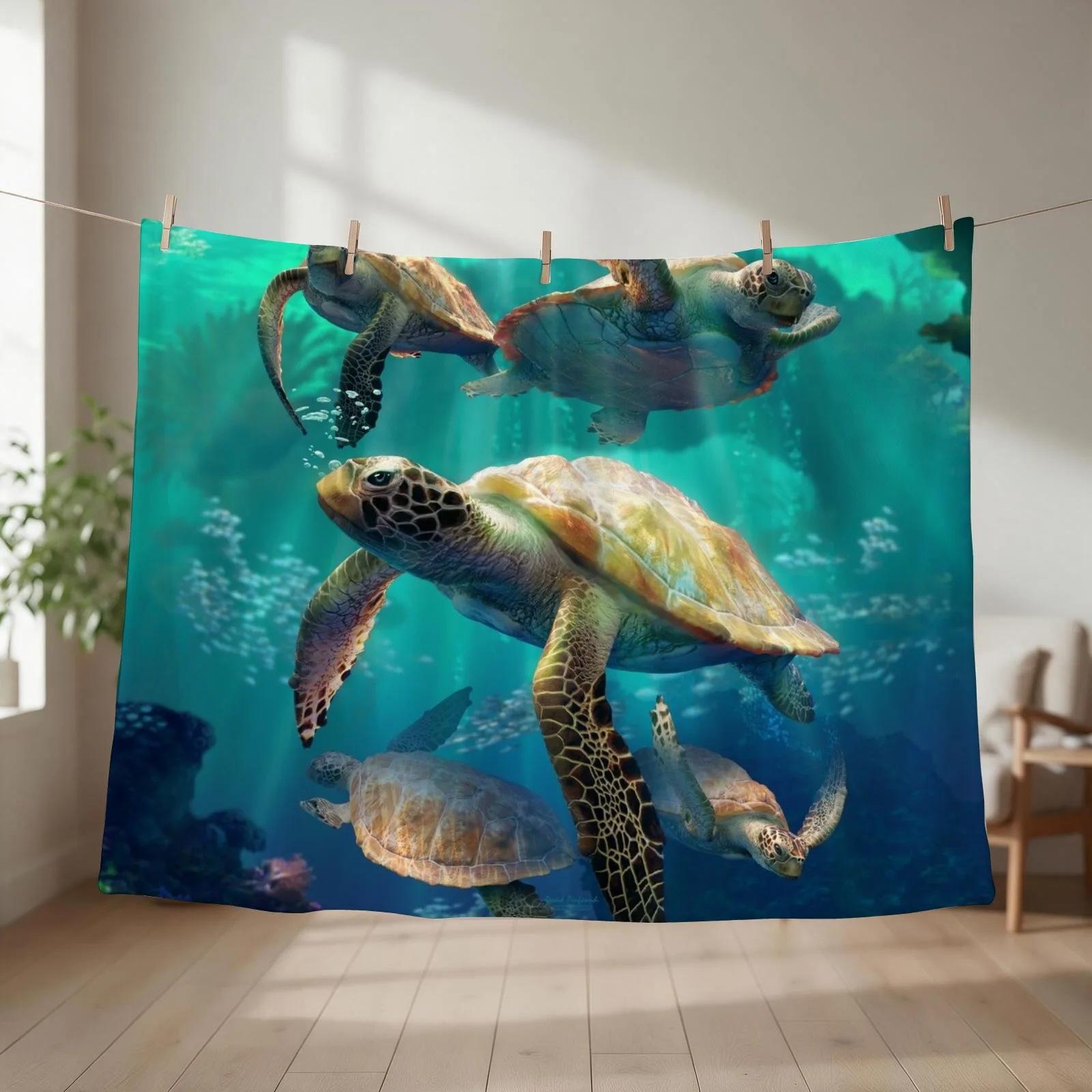 Sea Turtles Throw Blanket couch cozy soft plush fuzzy picnic outdoor blanket