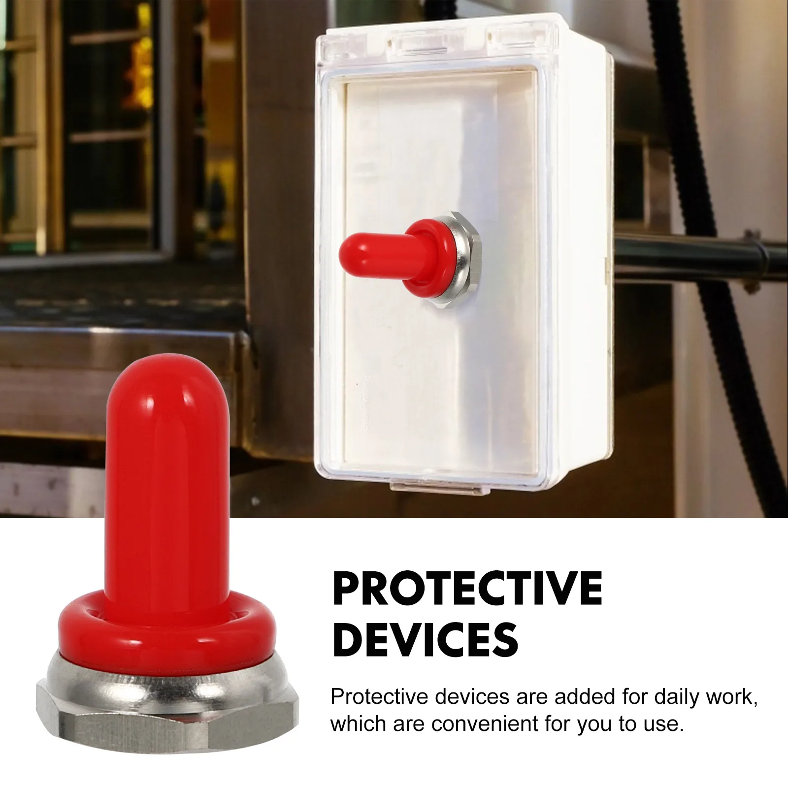 

5pcs Red Waterproof Dustproof Safety Switch Covers Rubber Caps for 12mm Toggle Buttons Home Office Use Durable Protective