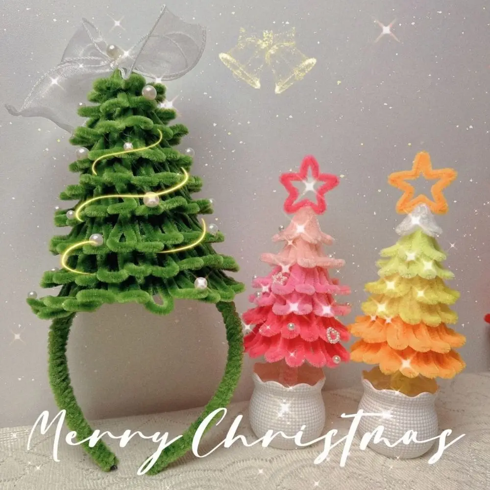 1 Bag Funny Christmas Tree Hair Hoop Material Cute Twisted Headwear Women Girls Face Washing Daily Makeup Hair Accessories