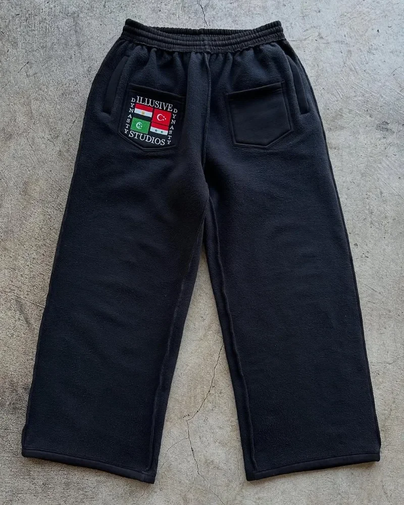 2025 힙합 하라주쿠 신상 그래픽 자수 남성 캐주얼 스웨트 팬츠 인스 고딕 레트로 멀티 포켓 남녀 공용 팬츠