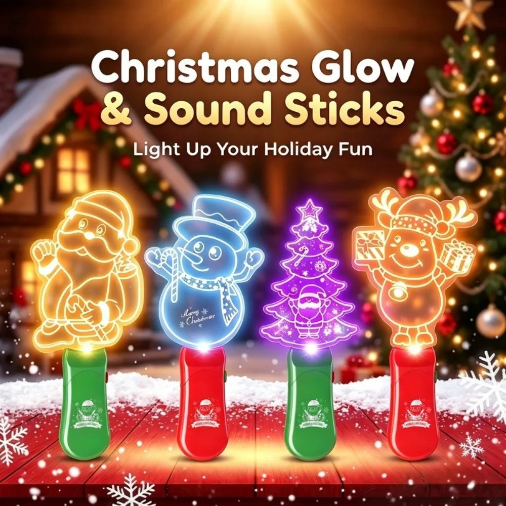 Halloween Lamp LED Glow Sticks with Sound Santa Claus Colorful Christmas Wands Snowman Elk Christmas Music Glowing Toy