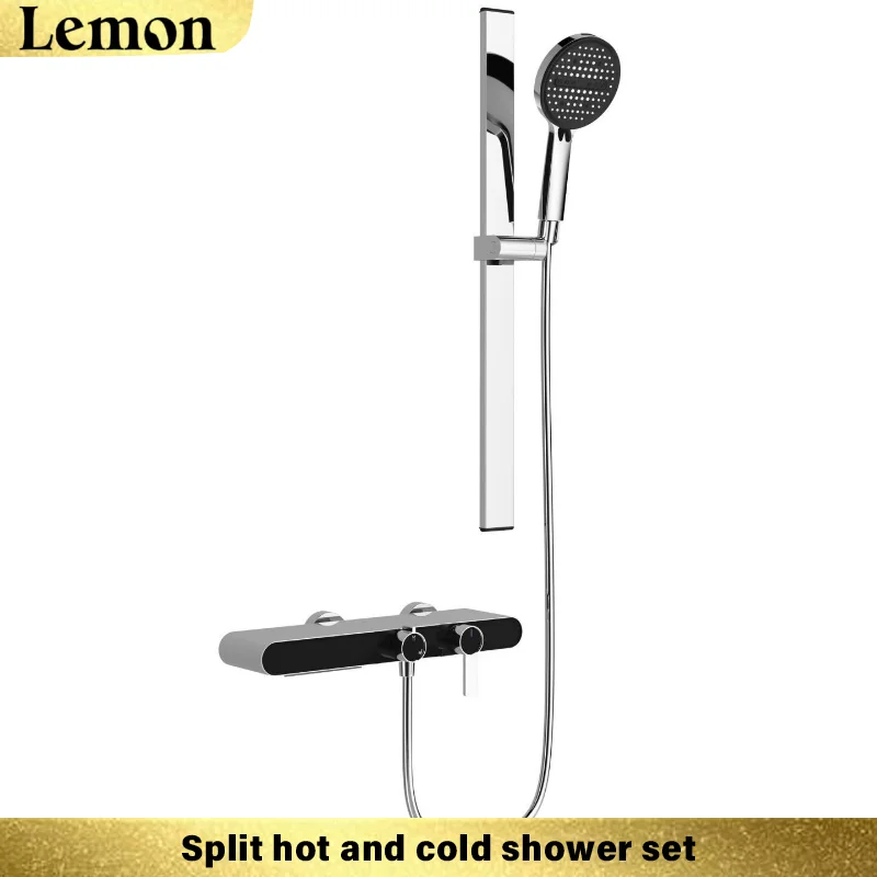 

Simple Split No-Top Spray Silver Shower Set Minimalist Storage Platform Cold-Hot Brushed Gold Mixing Valve Shower