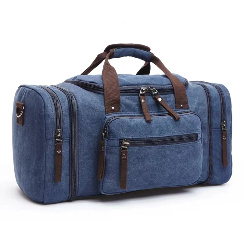 Canvas Travel Bag Large Capacity Business Carry On Luggage Tote Men Weekender Outdoor Trip Duffle Casual Folding Water-repellent