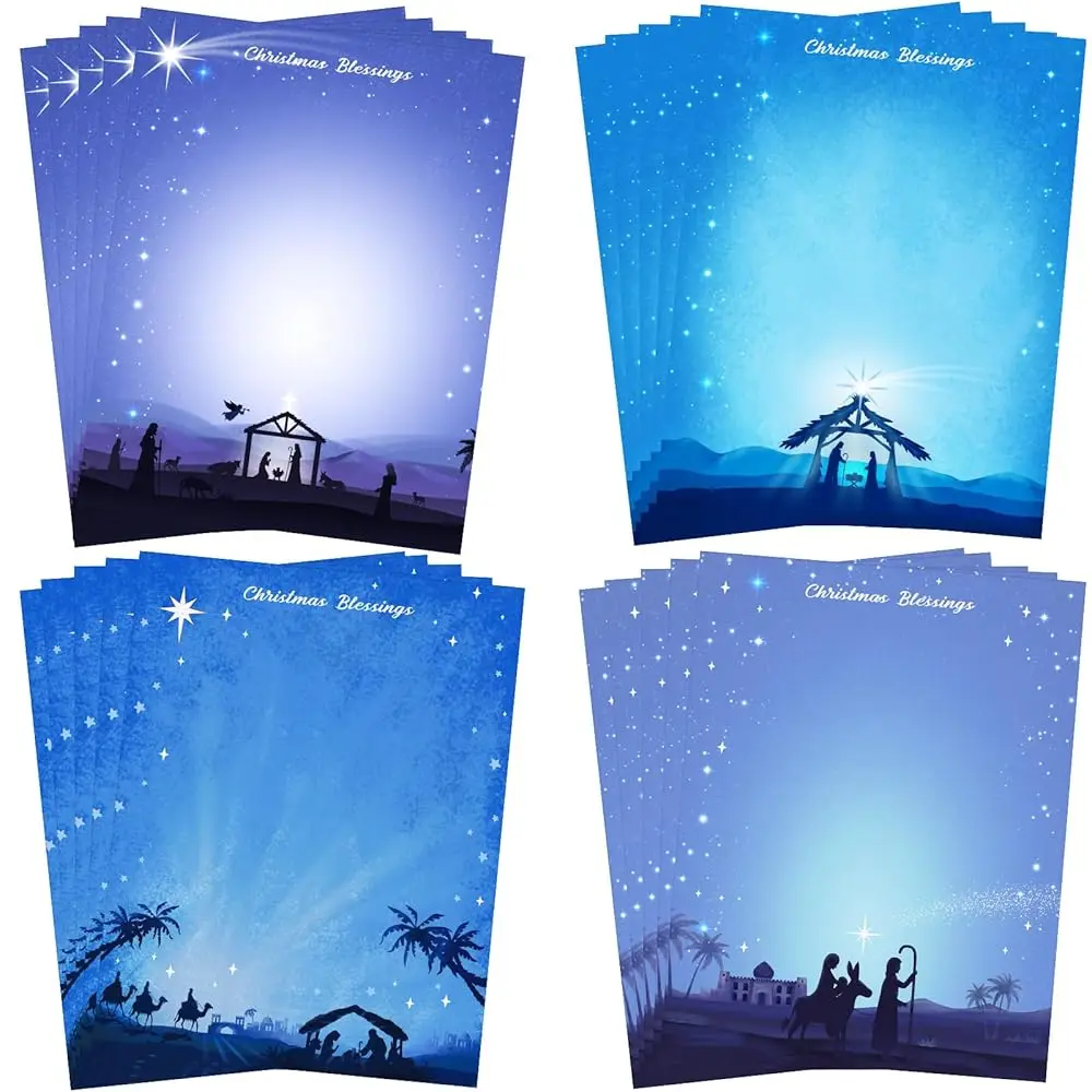 

200 Sheets Winter Stationary Paper 8.5 x 11'' Snowflake Printer Double Sided Letter Paper Writing Holiday Letterhead for Not