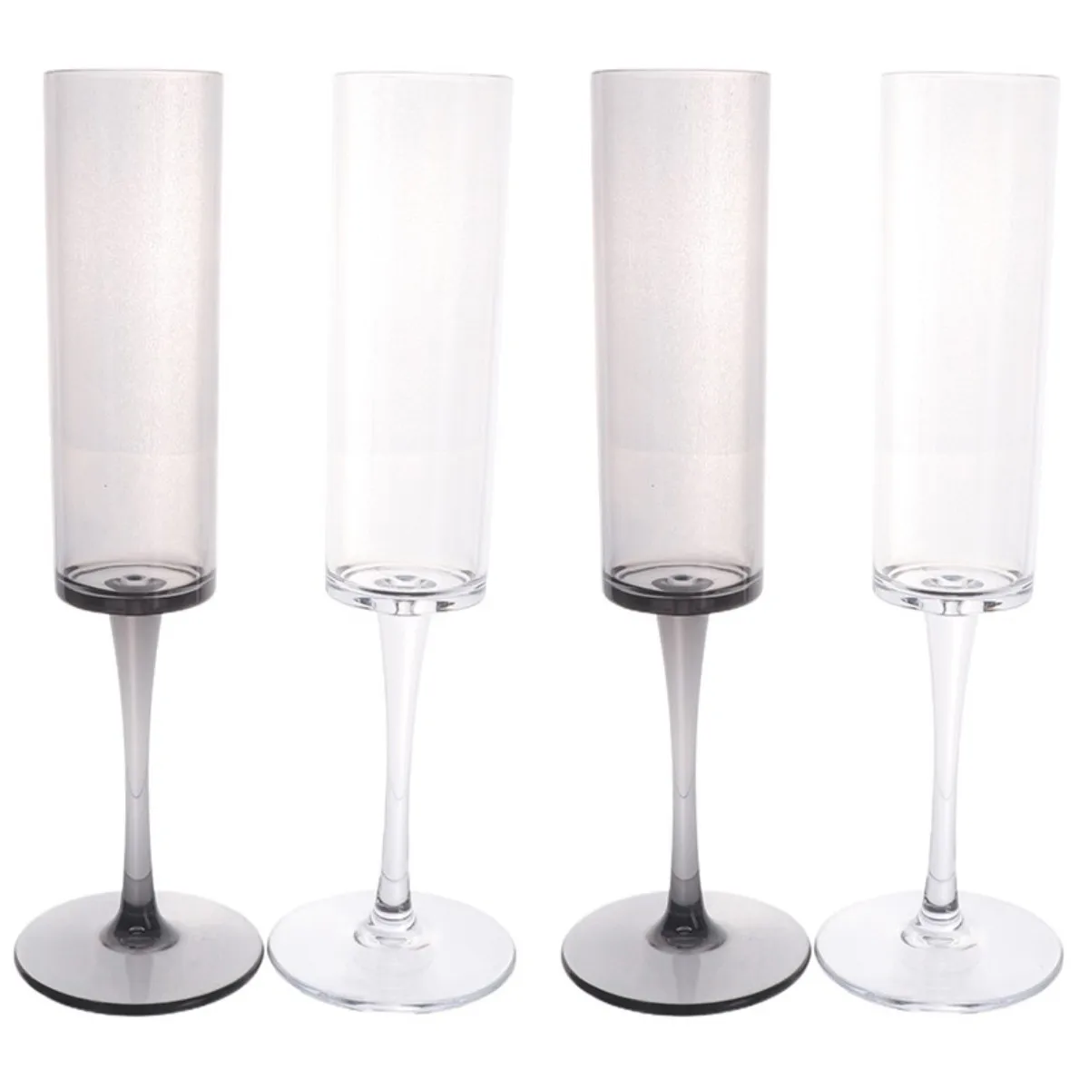 1PC Household 165ML Transparent Black Goblet Glass For Wedding Party Toasting Cups Champagne Plastic Cups Home Bar Wine Glasses