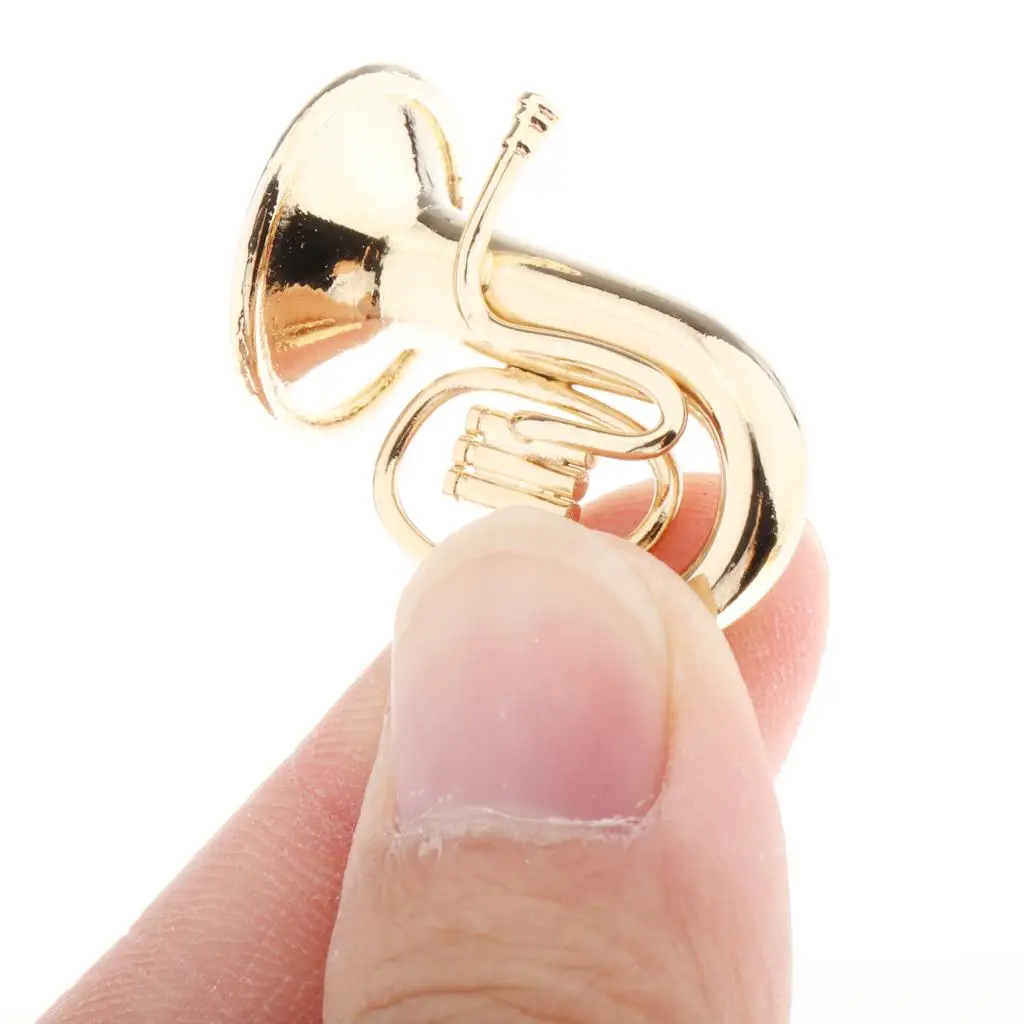 

Dollhouse Miniatures Musical Instrument Tuba Metal Golden 1 12 Scale Toy for Doll Furniture and Home Scene