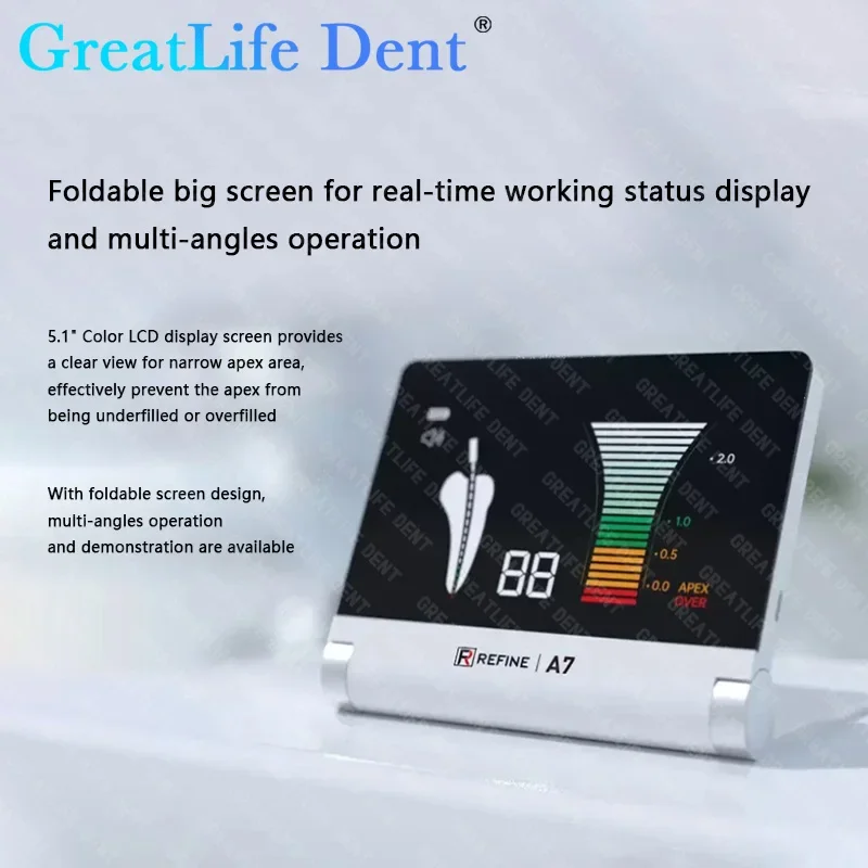 GreatLife Dent Dental Refine A7 Foldable Dental Apex Locator LCD Root Canal Length Measurements Precise Endodontic Treatment