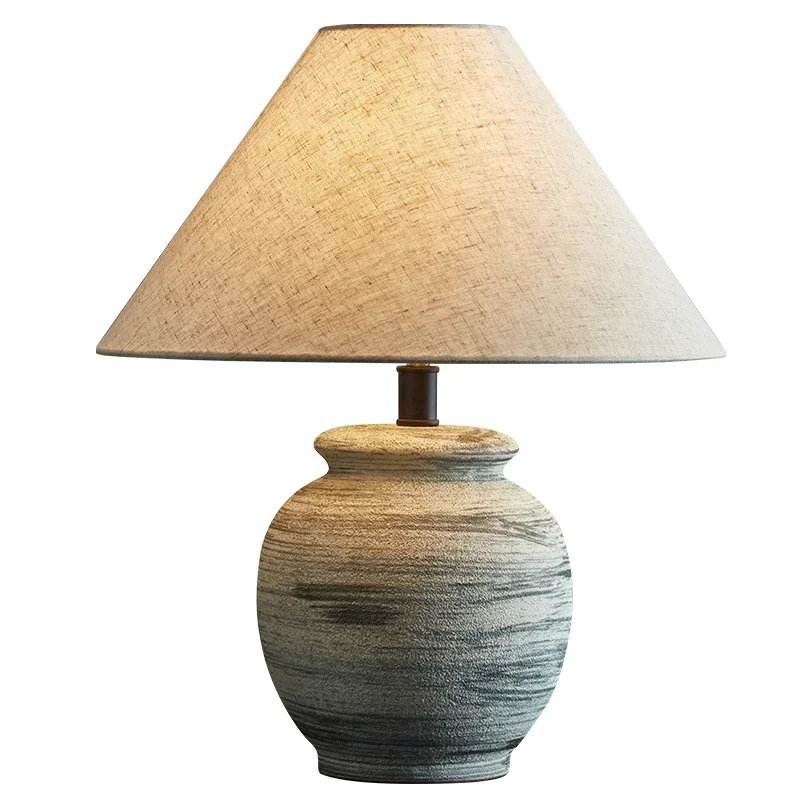 

Lámpara de mesa con maceta cerámica, nuevo diseño retro chino, lámpara noche para dormitorio, sala de estar y hotel