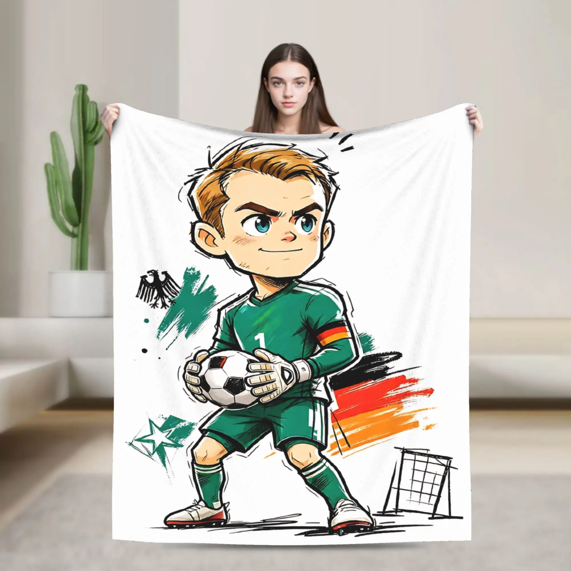 Germany Goalkeeper Football German Soccer Blankets  Fleece Novelty Soft Throw Blanket for Bed Sofa  Winter