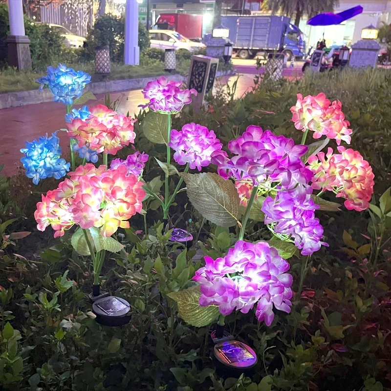 

Festoon Outdoor 3 Heads Hydrangea Flower Solar LED Lawn Lamp Fairy Ground Light Wedding Party Garden Camping Holiday Decoration