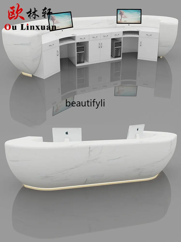 Modern Special-Shaped Company Front Desk Simple Hotel Hall Reception Desk Beauty Salon Paint Bar Billiard Hall Cashier