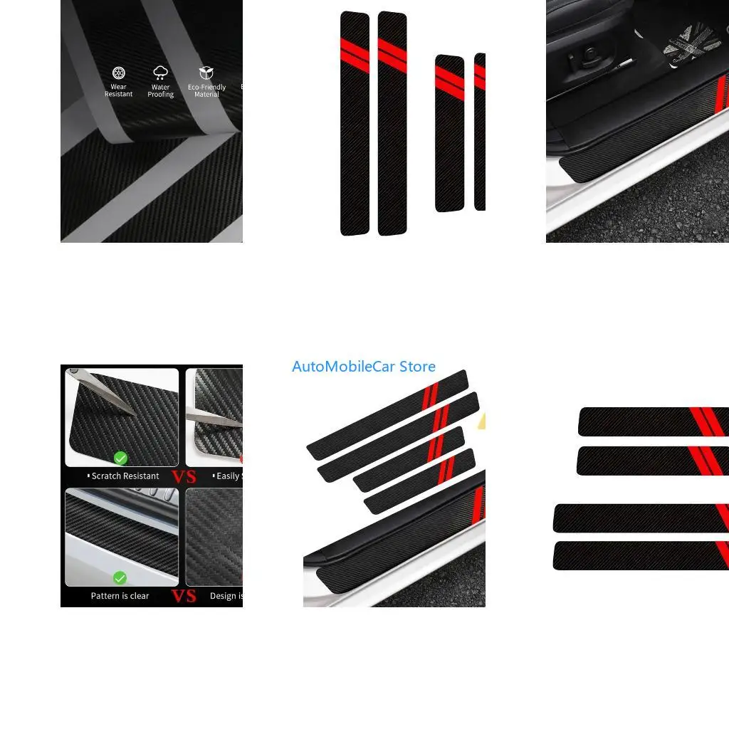 G8TE 4Pcs Waterproof Car Step Mats Car Door Guards Door Sill Protector Sticker