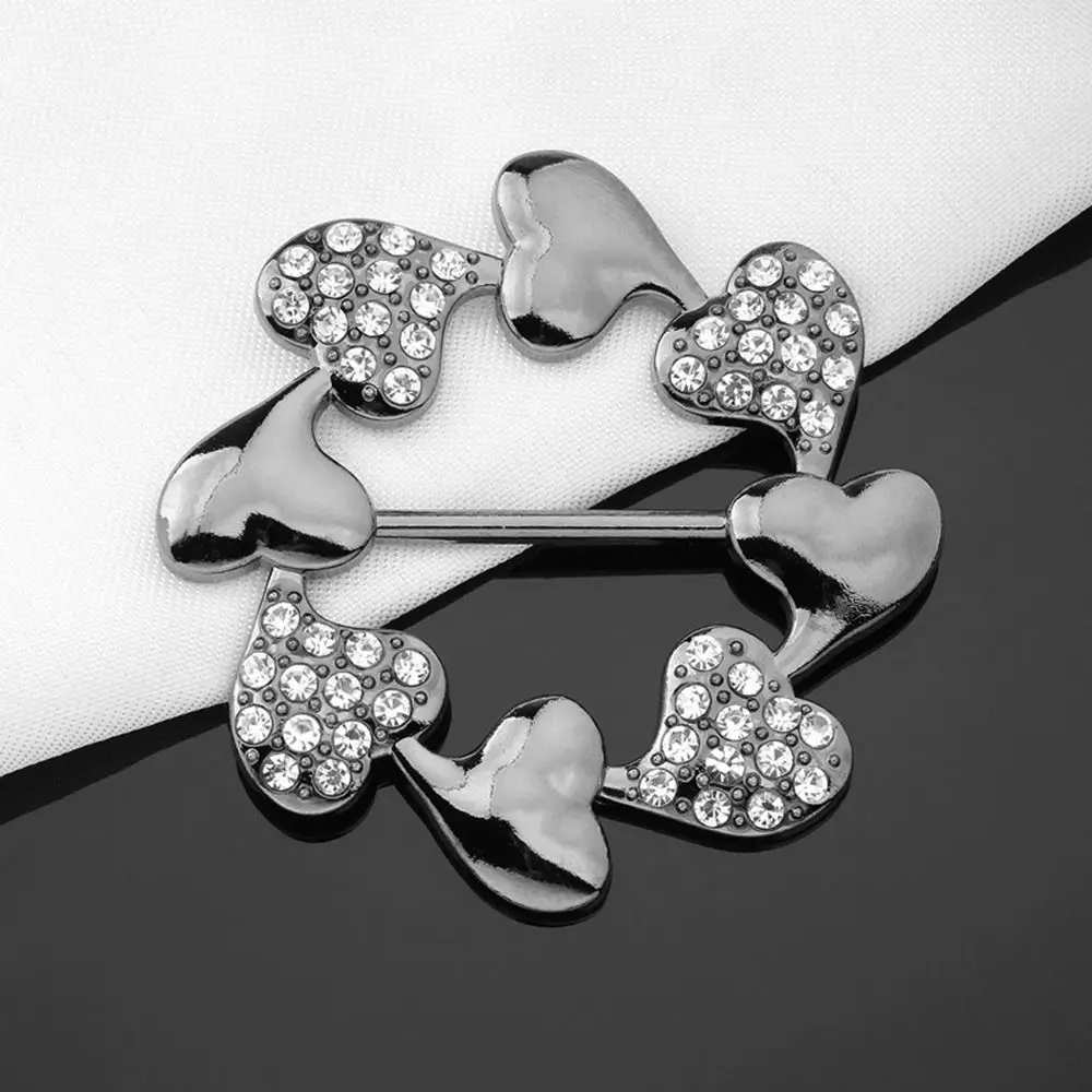 Fashion Metal Knotted Buckle Ring Pearl Clothing Accessories Knotted Button T-shirt Removable Scarf Buckle Women