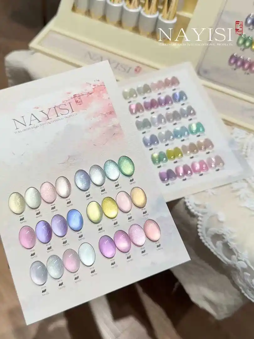 

NAYISI 24 Colors Multicolor Moonlight Cat Eye Nail Gel 2025 New Hot Sale Fashion Nail Art Non-toxic UV Gel Nail Salon Wholesale