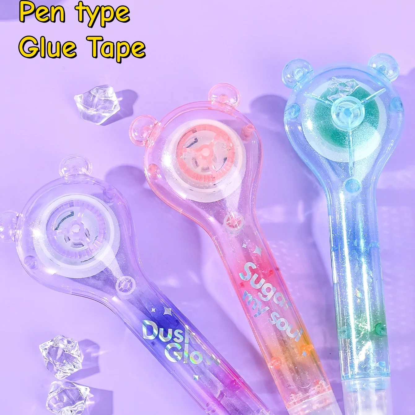 1pcs/3pcs Soul Color Pen Type Glue Tape Transparent Gradient Colors Mini Portable Sized Adhesive Tools for DIY A3254
