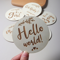 6pcs/set baby wooden engraving milestone hello world welcome Newborn Photography Props Card