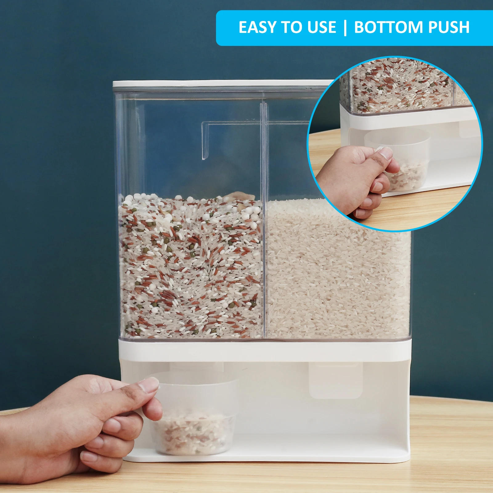 Rice Dispenser 1500/3000ML Wall Mounted Rice Storage Containers Kitchen Grain Organizer Transparent Sealed Rice Dispenser