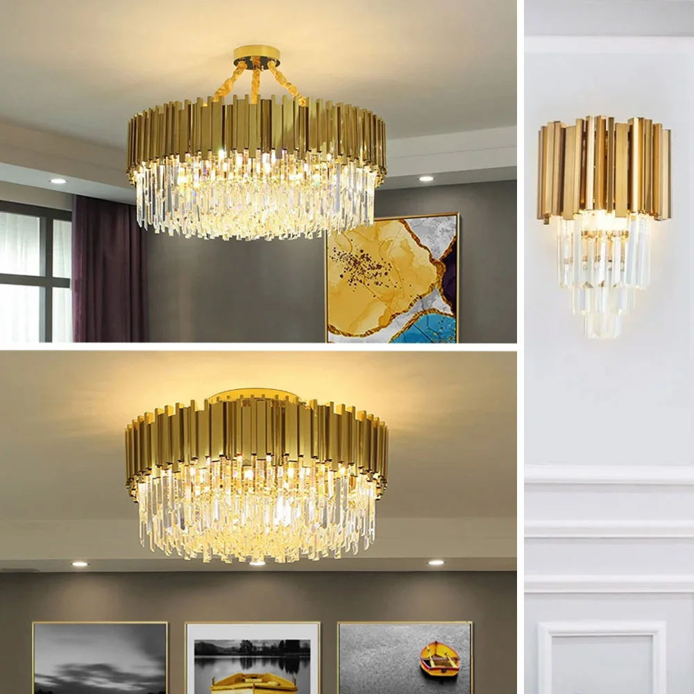 Nordic Modern Oval Round Crystal Ceiling Chandelier Restaurant Led Lights Luxury Bar Table Lamp Bedroom Living Room Fixtures