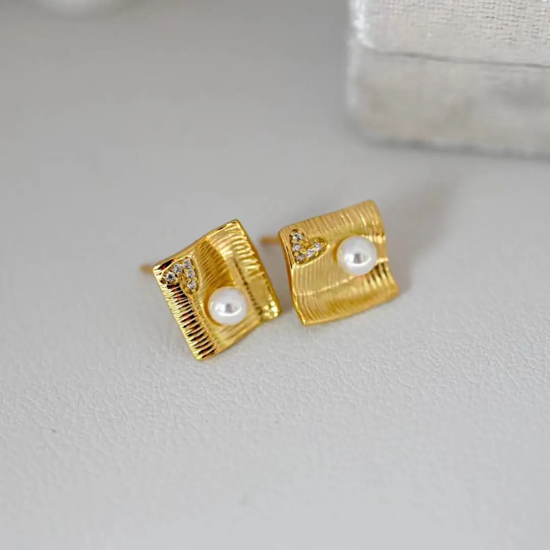 

Wholesale S925 Sterling Silver Earrings Mount Findings Settings Base Mounting Parts Accessory for 3-4mm Pearls 5 pairs/lot