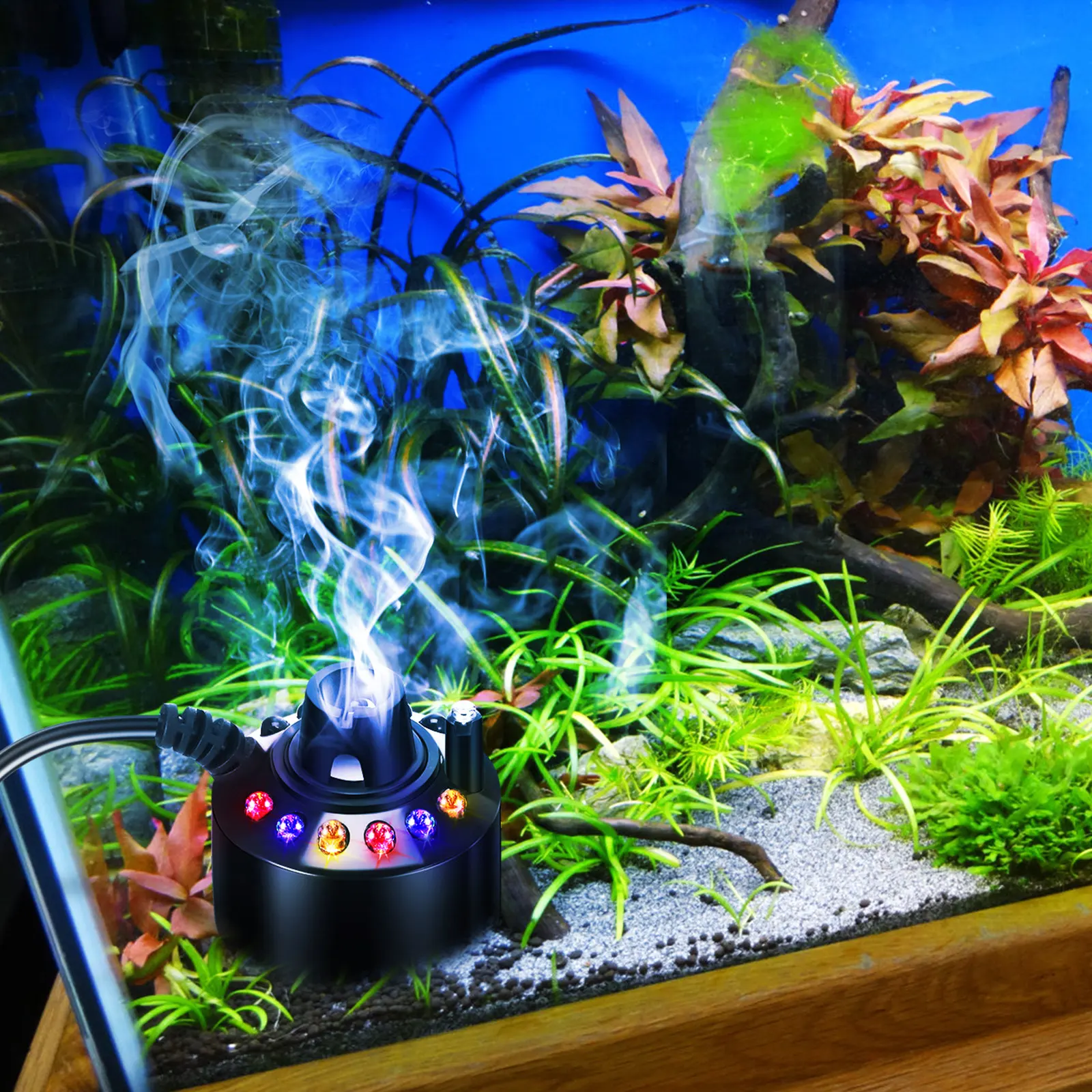 Mini Fog Machine LED Mist Maker Thick Fog Fogger for Pond Garden Landscape Water Feature Mist Maker Small Fogger