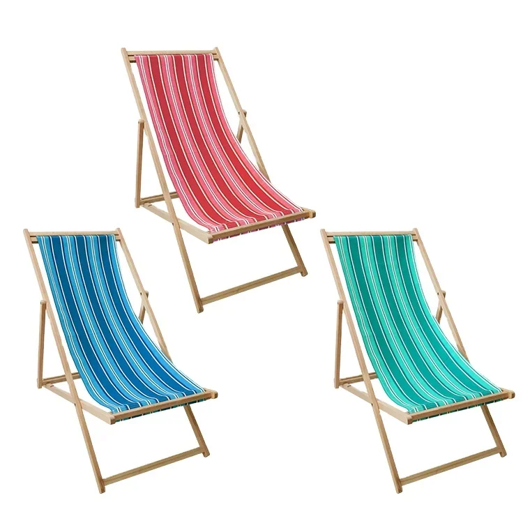 

Deck Chairs Wooden Lounge Chair Contemporary Fishing Chair Camping Fabric DS-PF1030 Traditional Folding Hardwood Garden Beach