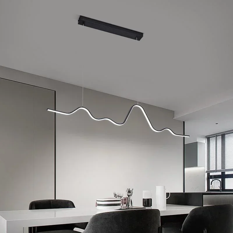 Light Luxury Modern Minimalist Creative Irregular Lines Led Strip Dining Room Dining Table Bar Chandelier