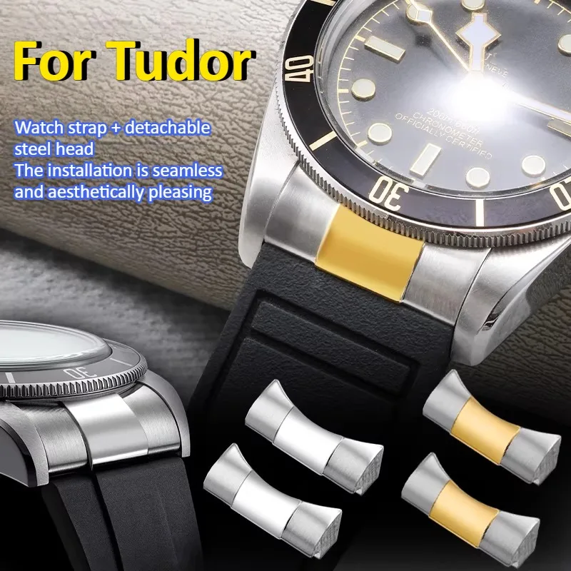 22mm arc-shaped steel head grain For Tudor BLACK BAY CHRONO GMT M79363N 1958 silicone strap men's stainless steel connector
