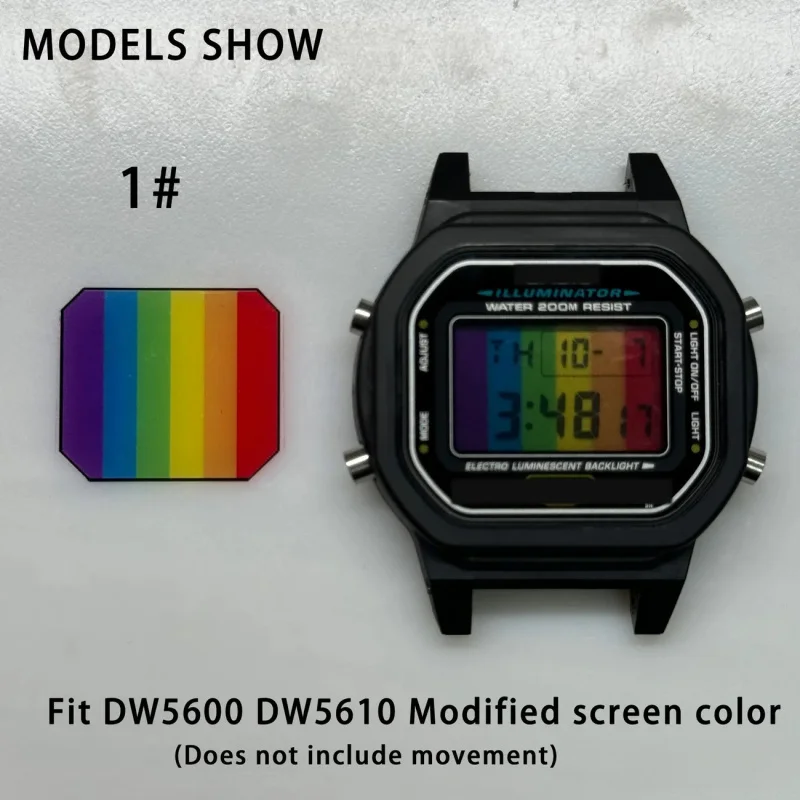 

Для Casio DW5600 DW5610 маленький квадратный циферблат для часов в стиле ретро, маленький квадратный стиль Ins, мужской модифицированный цвет экрана, 2 шт., наклейки, аксессуары