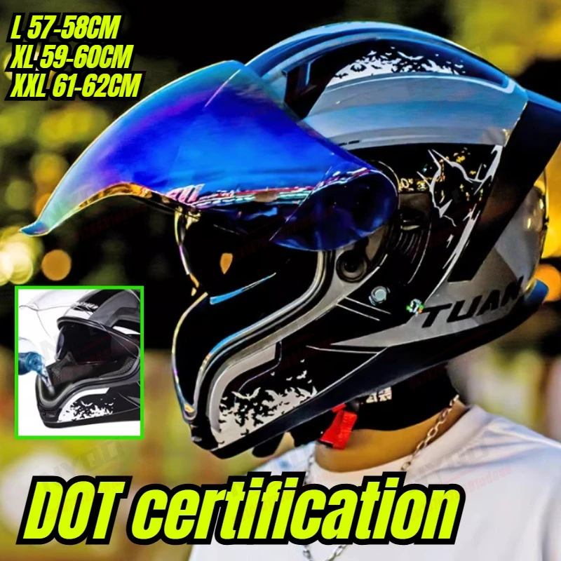 

DOT Certiication New Flip Up Motorcycle Helmet 3C Certified Lightweight Full Face Helmet for Men Women All Seasons