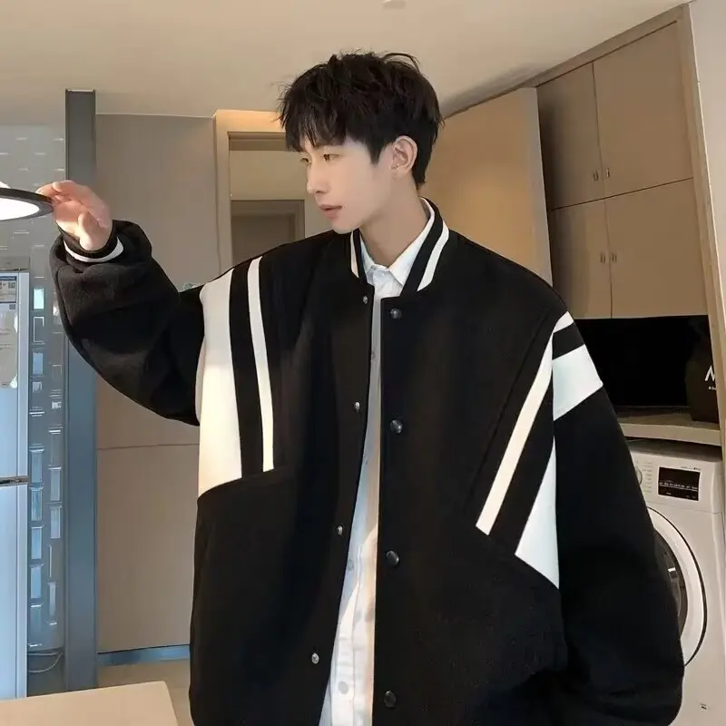 

Свободный крой, мужская бейсбольная куртка, осень-зима, большие размеры 250, крутая подростковая повседневная свободная бейсбольная куртка