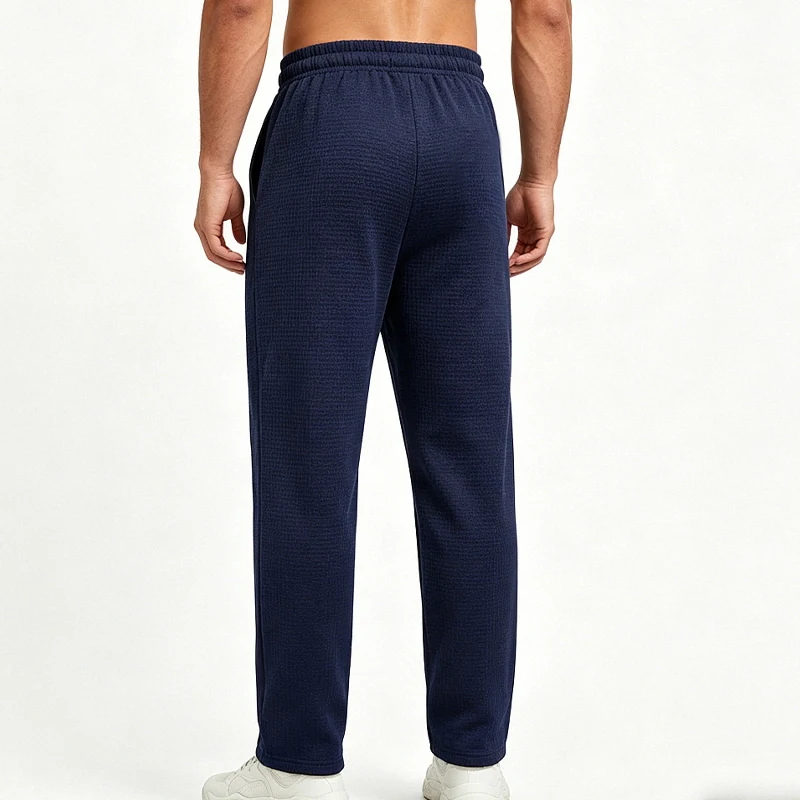 Herren-Jogginghose aus Waffelstrick mit geradem Bein, elastischem Bund und Seitentaschen – Detail 18