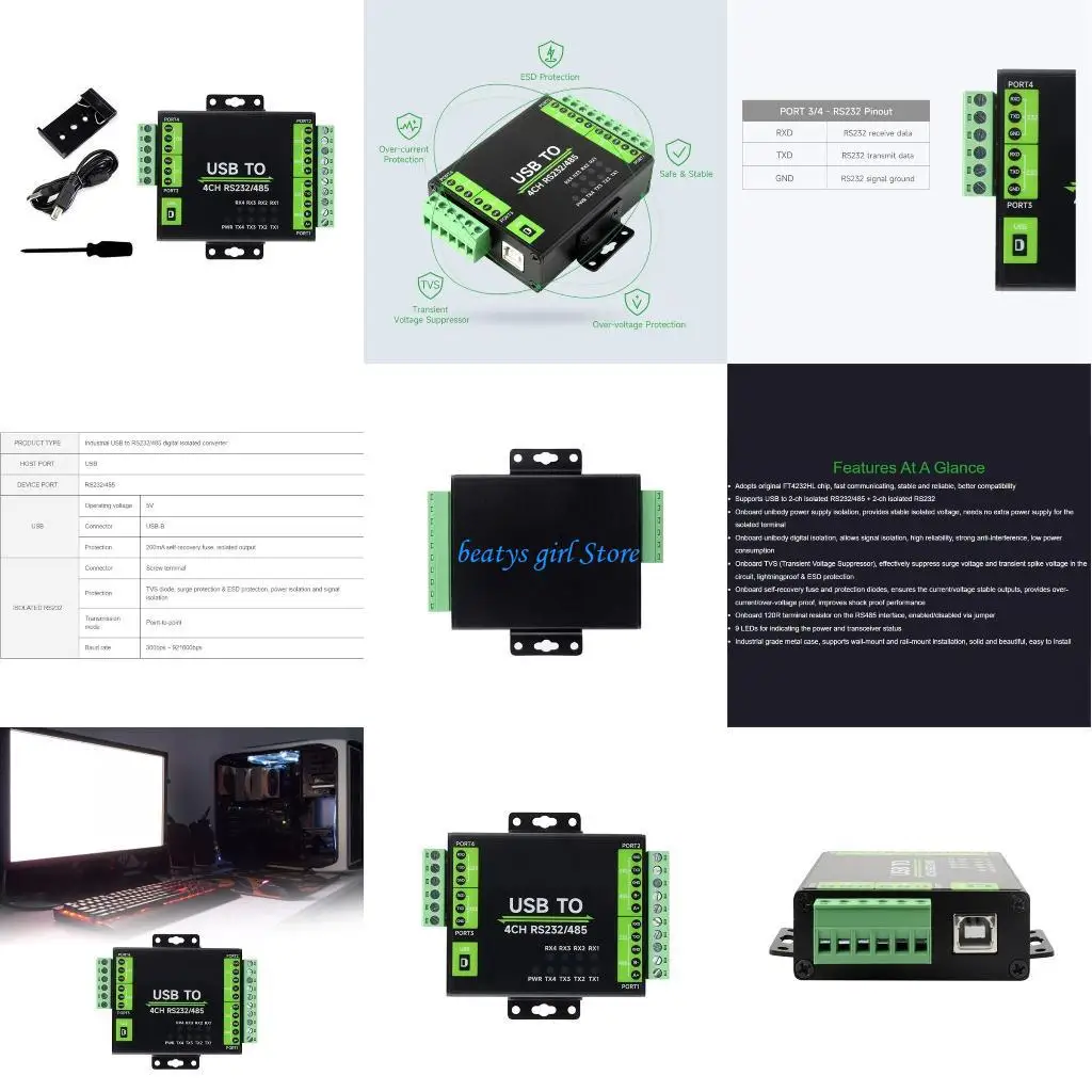 

C7AB USB to RS232/485 Converter Industrial Isolated USB Converter More Protections