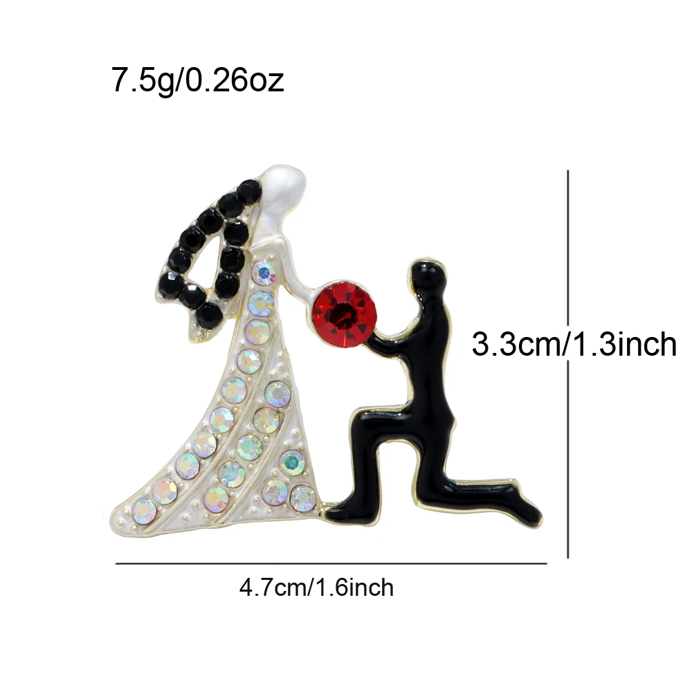 CINDY XIANG Valentine's Day Brooch Boys And Girls Proposing Marriage Pin Rhinestone Fashion Creative Jewelry