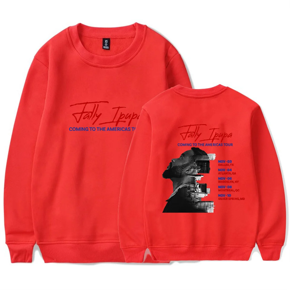 فالي إيبوبا قادم إلى جولة الأمريكتين البلوز عادية كم طويل خمر 90s ملابس الهيب هوب Crewneck Harajuku البلوفرات