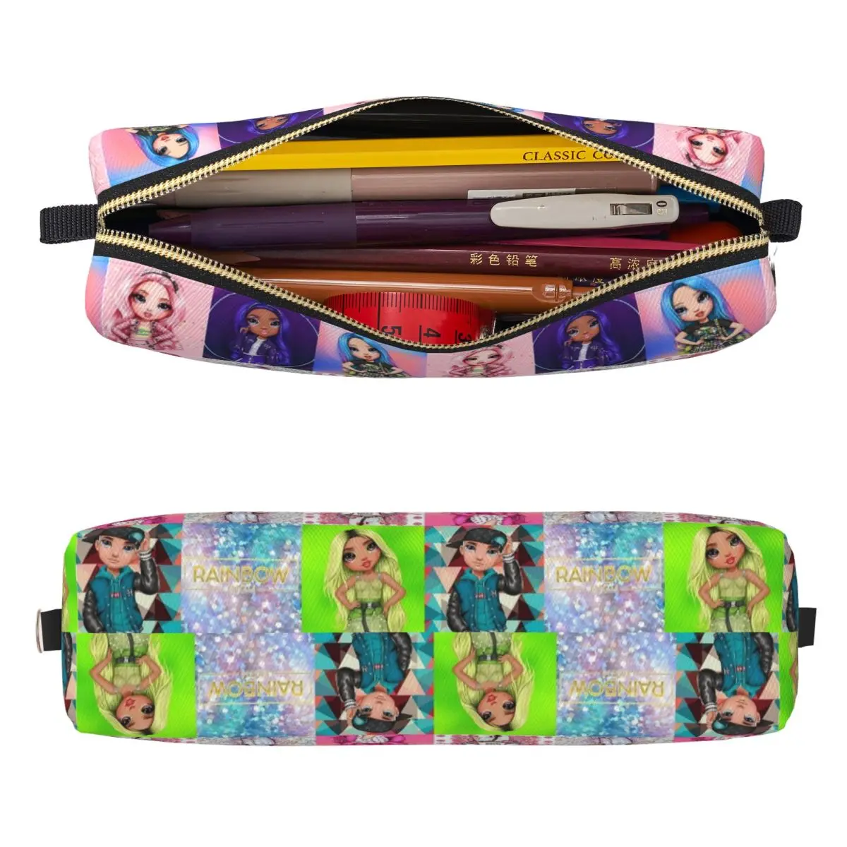 레인보우 하이 웨이브 연필 케이스 연필 상자 펜 홀더 학생 대형 저장 가방 학생 학교 선물 문구