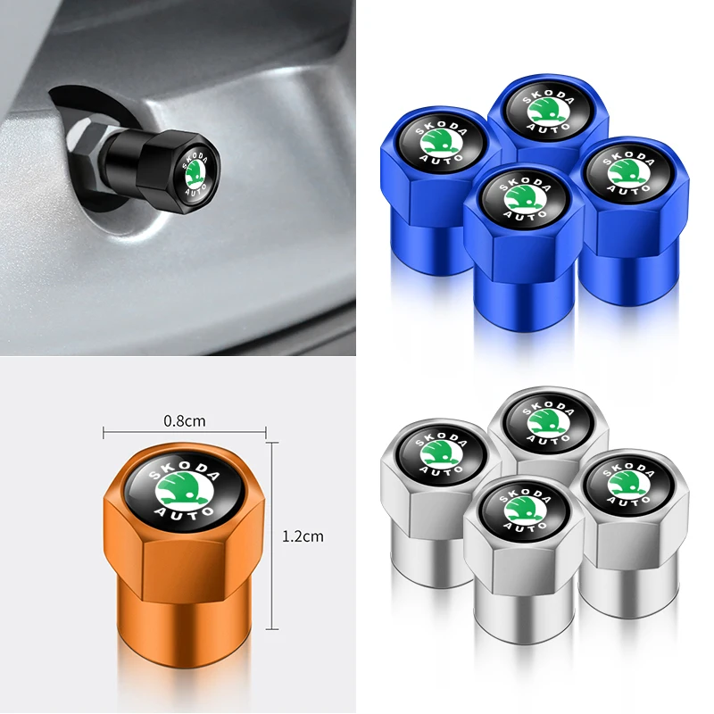 4 Uds. Tapas de válvula de aire de neumático de rueda de coche de Metal cubiertas de vástago para Skoda Octavia MK2 MK 2 3 A5 A7 A8 Fabia Karoq Superb Rapid Kamiq Scala